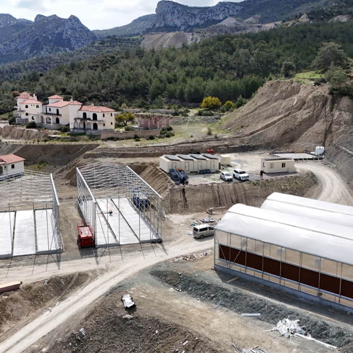 Greenhouses and production buildings taking shape at the Cyprus hub